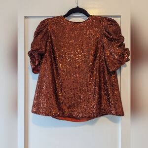 Anthropologie copper sequin top